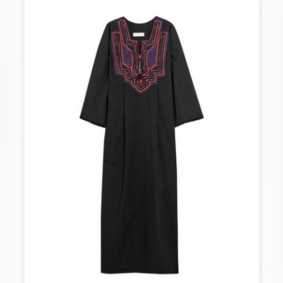 Celia Dragouni Embroidered Long-Sleeve Maxi Dress Medium - Picture 1 of 6